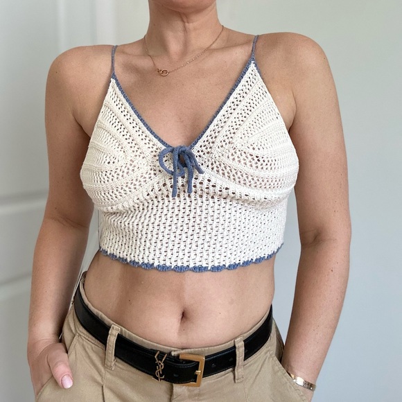 Crochet Knit Bralette with Lace Up Back - Picture 6 of 8
